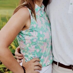 Lilly Floral Sleeveless Polo Shirt